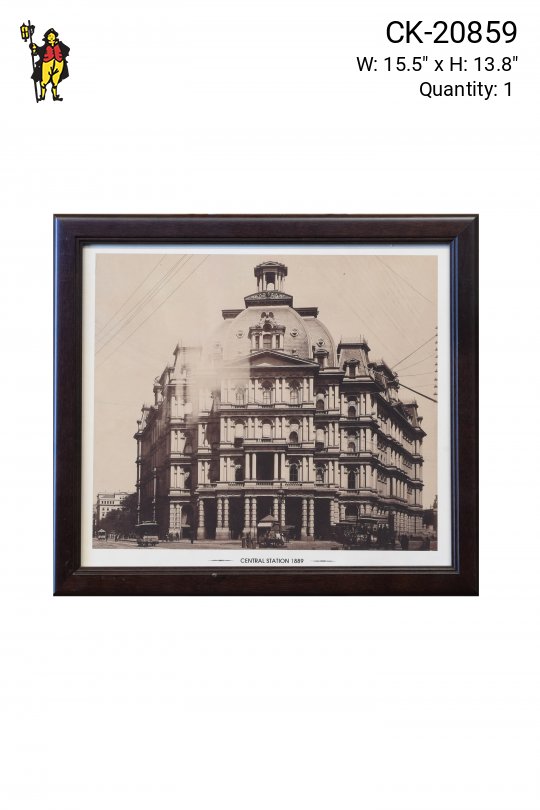 Framed 19th Century Train Station Photograph