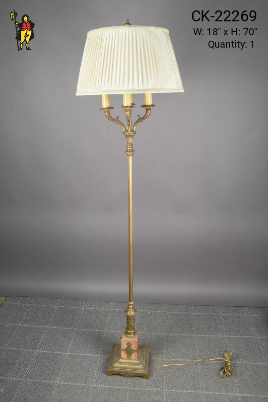 Ornate Brass Four Candle Floor Lamp