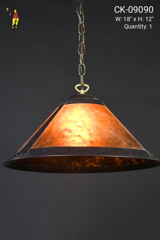 Hanging Mica Shade Pendant (Slightly Different Frame Color)