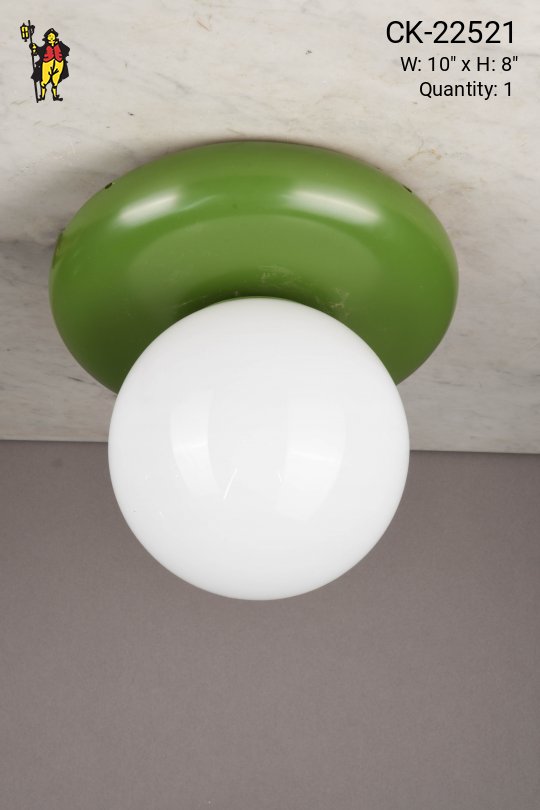 Green Mid Century Globe Shaded Flush Mount Fixture