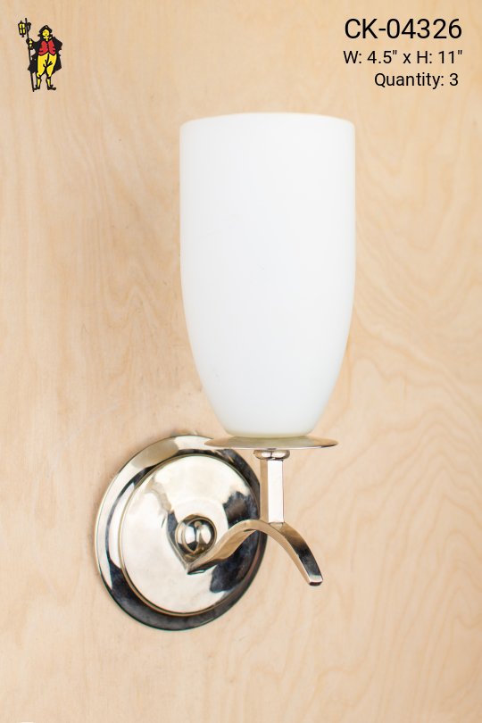 Polished Silver Wall Sconce w/Frosted Glass Shade
