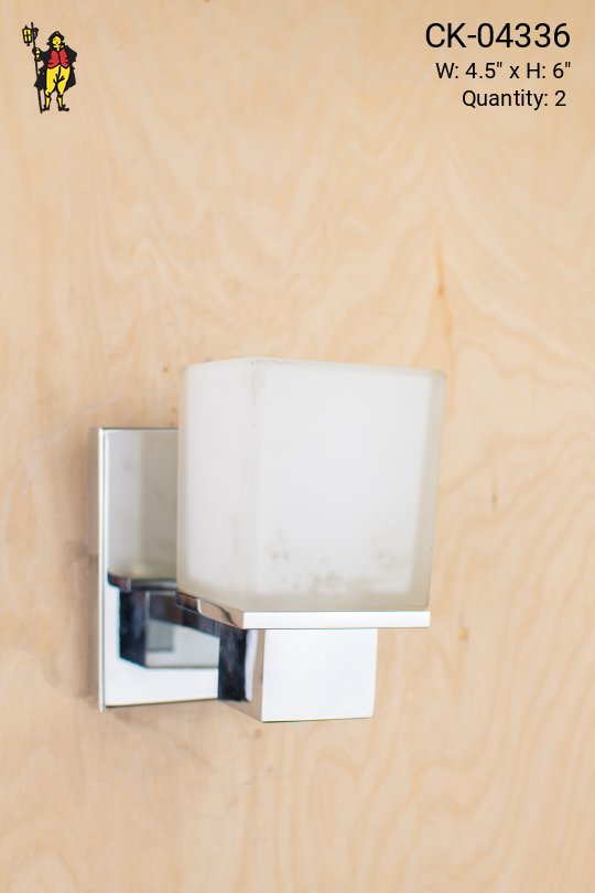 Polished Nickel Wall Sconce w/Frosted Glass Square Shade