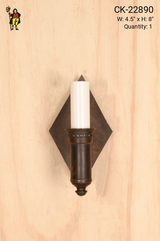 Deco Triangular Backplate Single Candle Wall Sconce