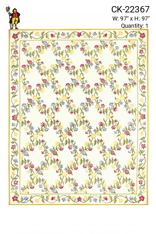 Off White Floral Needlepoint Area Rug (8' 2" Round)