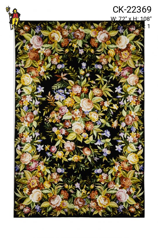 Black Multicolor Floral Traditional Area Rug (6' x 9')