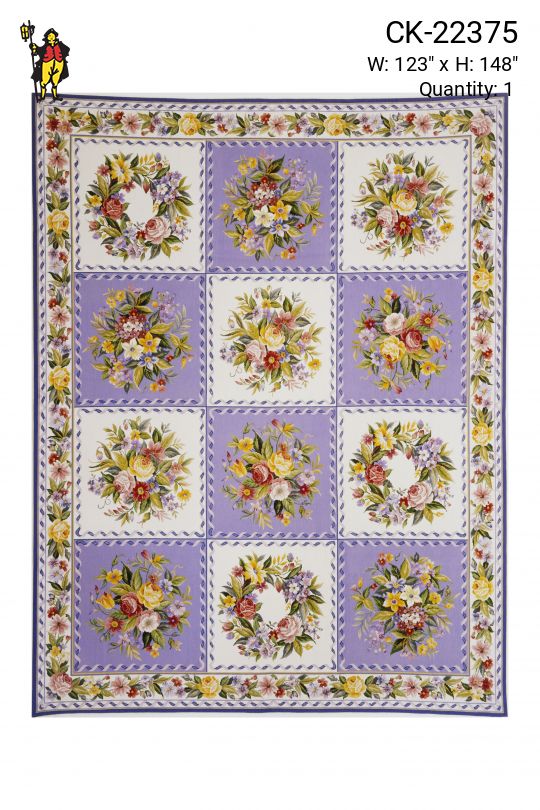Traditional Floral Purple & White Needlepoint (10' 3". x 12' 4")