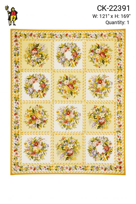 Yellow Geometric Floral Oversize Needlepoint Area Rug (10' 1" x 14' 1")