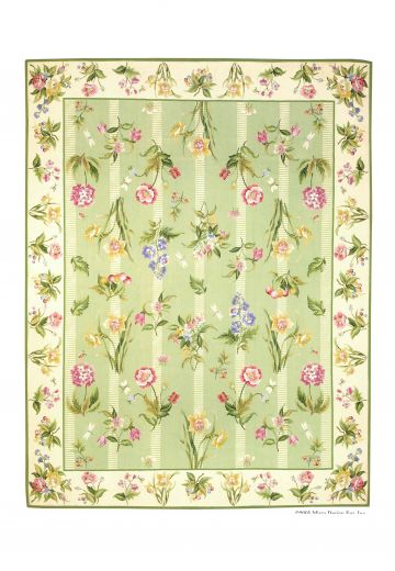 Green Floral Oversize Needlepoint Area Rug (10' x 14')