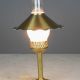 Brass Plug In Cafe Table Lamp w/Frosted Glass Chimney & Scallop Shade #0