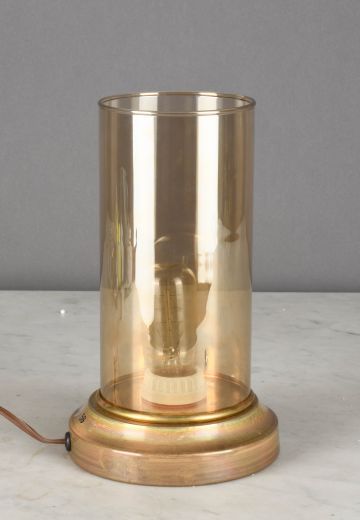 Mid Century Smoke Glass Plug In Cafe Table Lamp