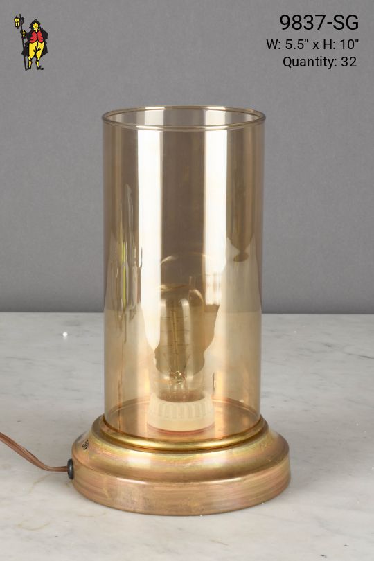 Mid Century Smoke Glass Plug In Cafe Table Lamp