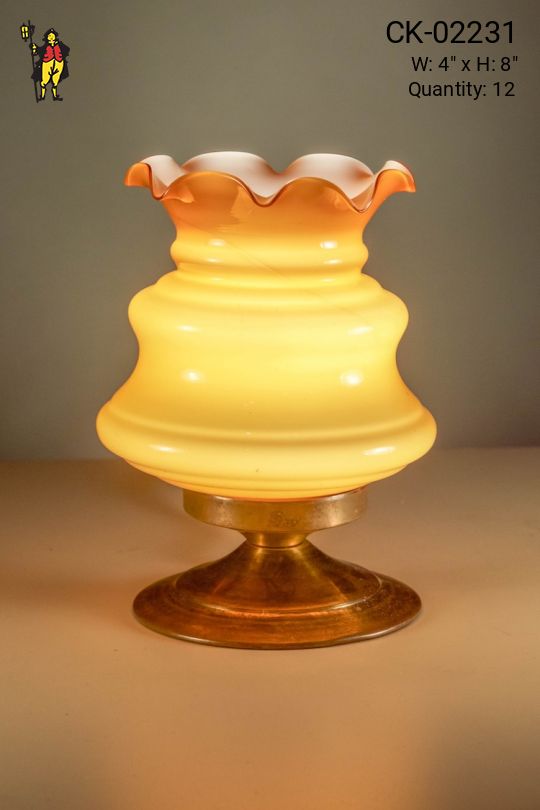 Amber Glass Shaded Plug In Cafe Table Lamp
