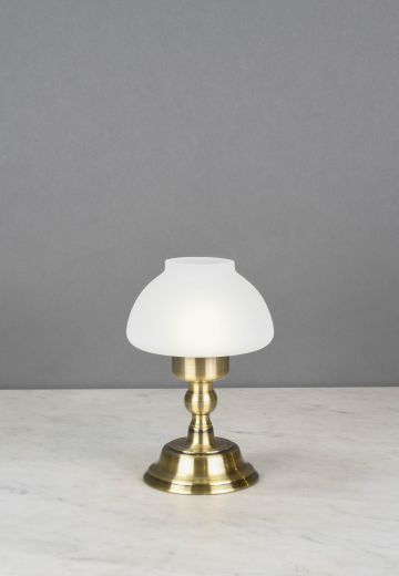Antique Brass Mushroom Battery Operated LED Cafe Table Lamp