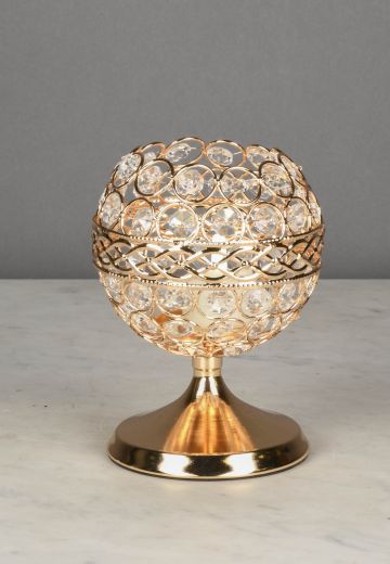 Brass & Crystal Rechargeable LED Cafe Table Lamp