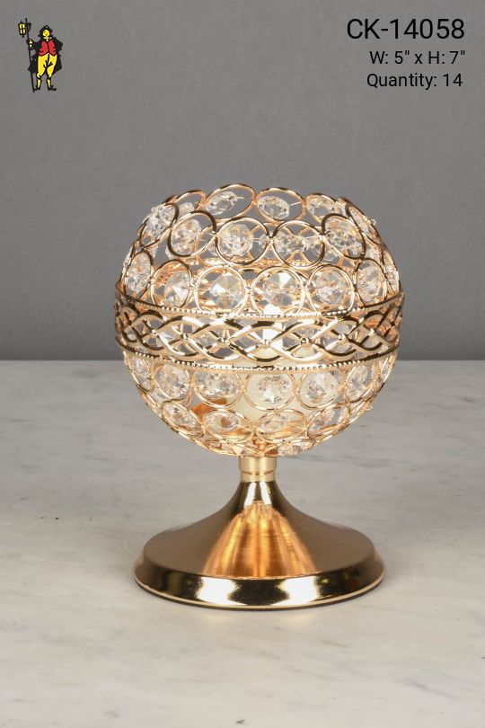 Brass & Crystal Rechargeable LED Cafe Table Lamp