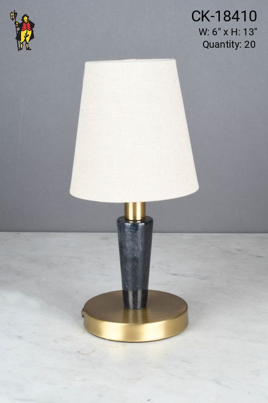 Brass & Black Marble Plug-In Cafe Table Lamp