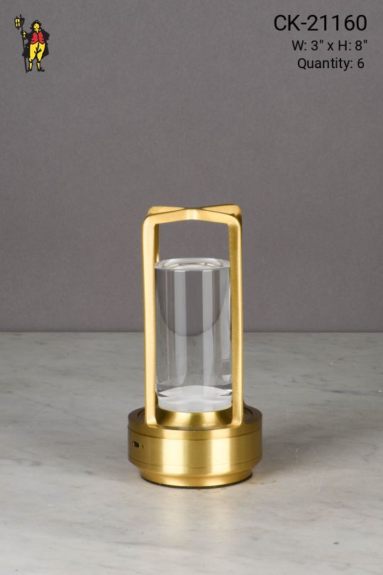 Brass Battery Operated/LED Modern Cafe Table Lamp