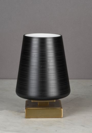 Modern Brass & Glass Plug In Cafe Table Lamp
