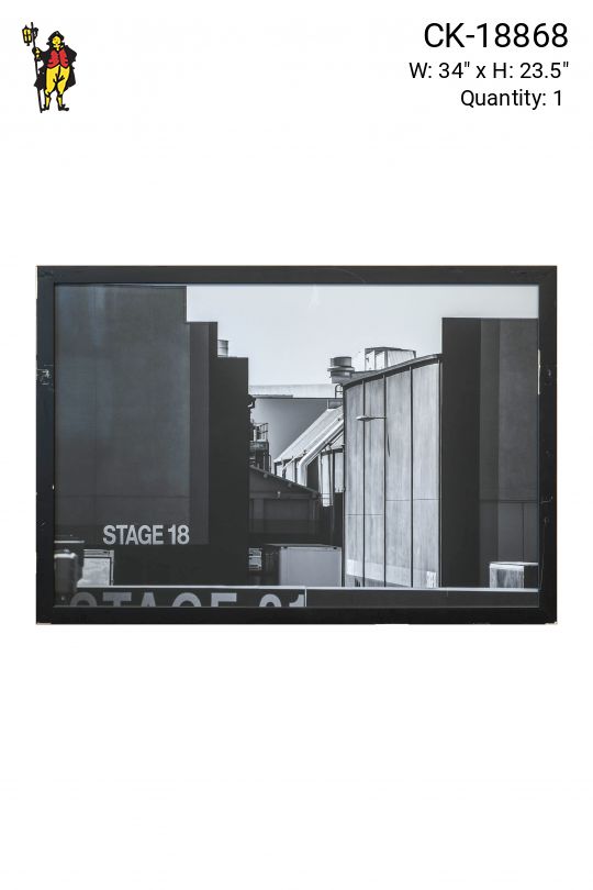 Framed Black & White Back Lot Photograph