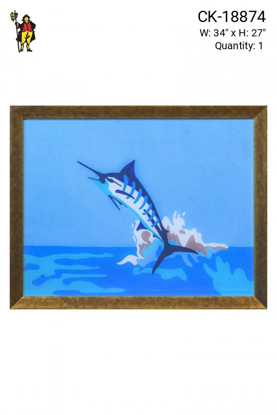 Wooden Framed Cleared Swordfish Painting