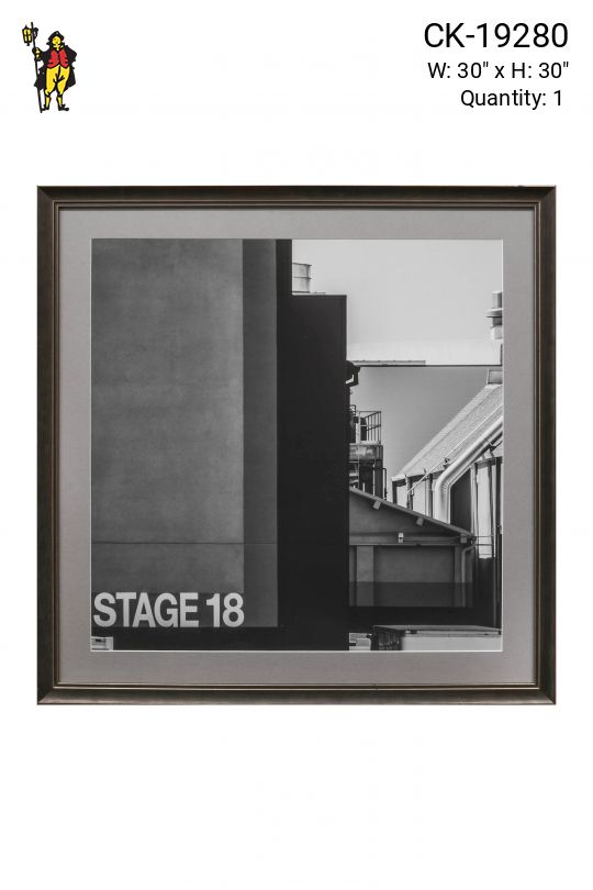 Framed Black & White Back Lot Photograph