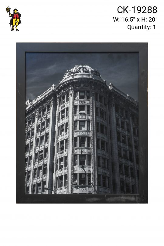 Framed Black & White Rounded Building Photograph