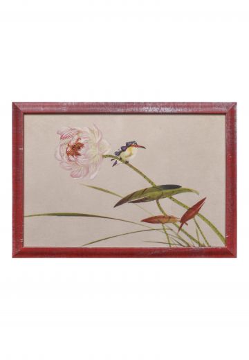Framed Japanese Style Floral Illustration