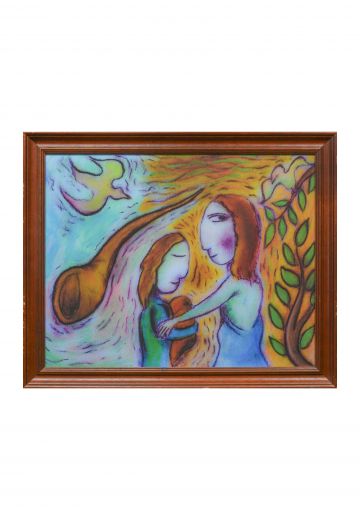 Framed Expressionist Two Figures Painting