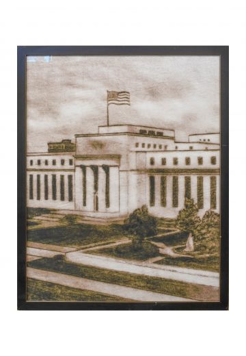 Framed Lithograph of Government Building - 1