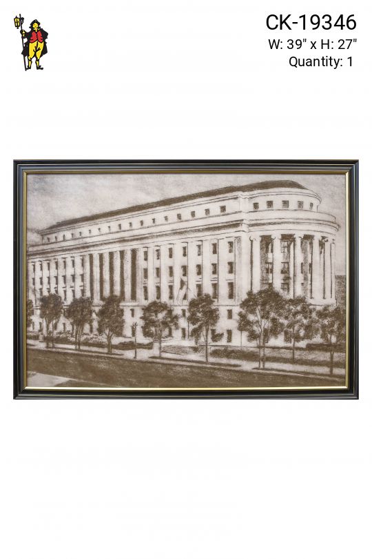 Framed Lithograph of Government Building - 2