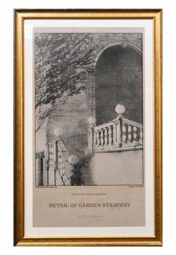Framed Victorian Era Architectural Illustration
