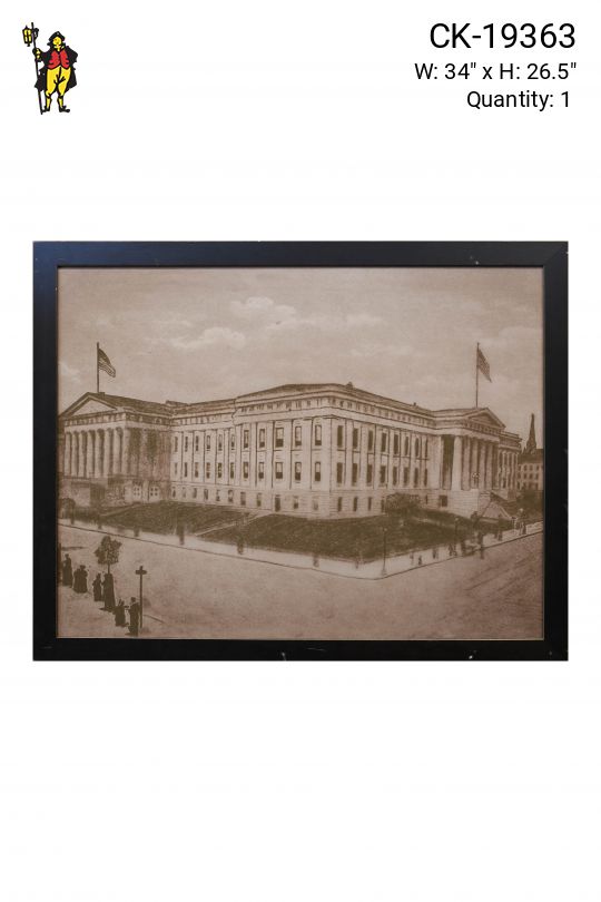 Framed Cleared Lithograph of Government Building - 3