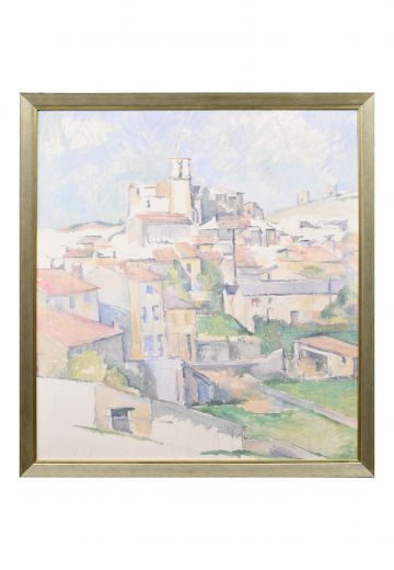 Framed Post Impressionist Village Painting