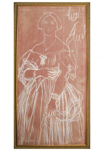 Framed Female Figure Illustration - 2