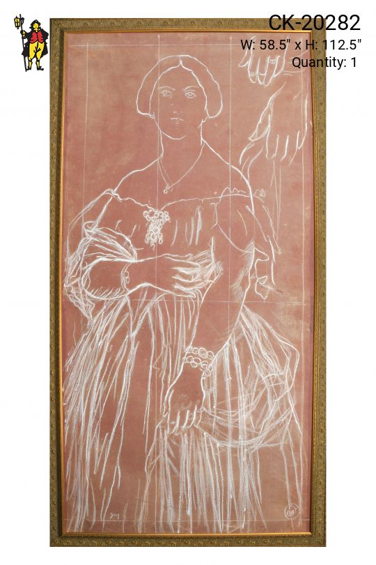 Framed Female Figure Illustration - 2