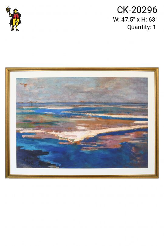 Framed Abstract Landscape Wetland Painting