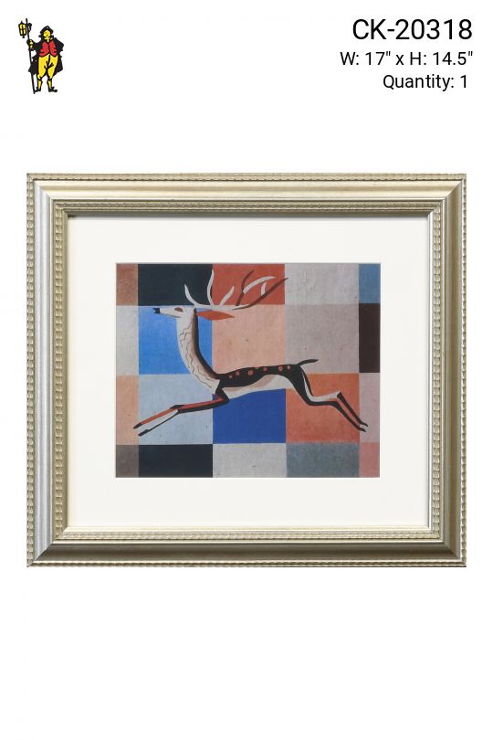 Framed Mid Century Deer Illustration