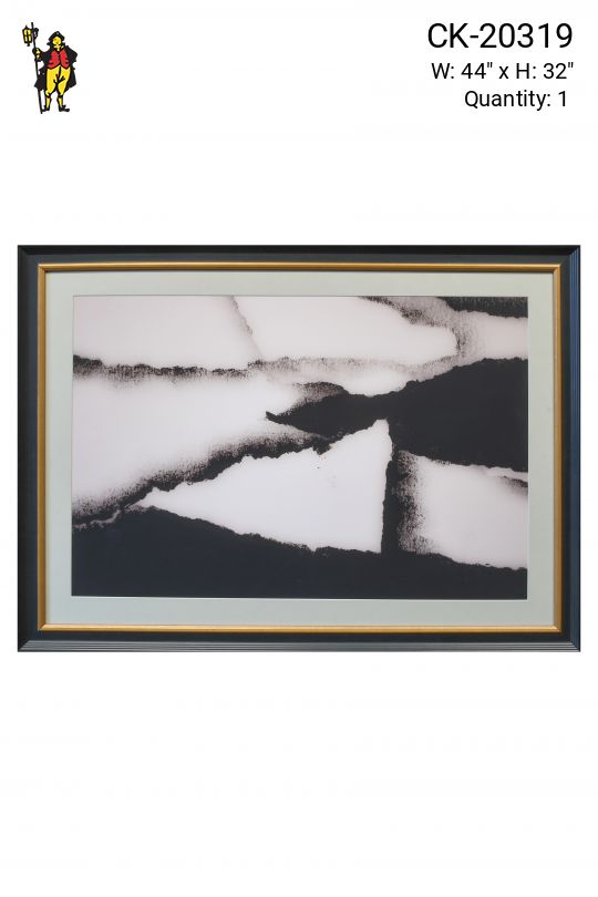 Framed Black & White Abstract Pastel Painting - 1
