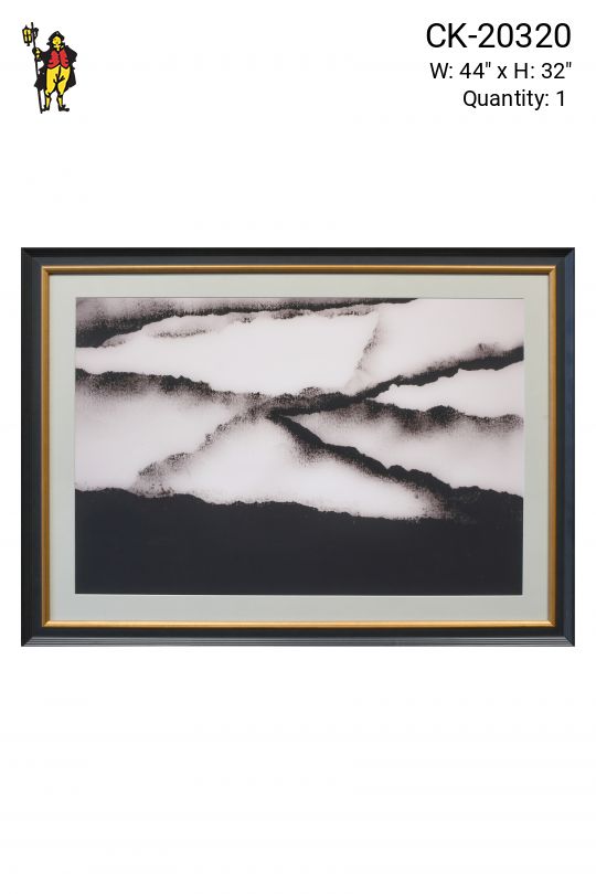 Framed Black & White Abstract Pastel Painting - 1