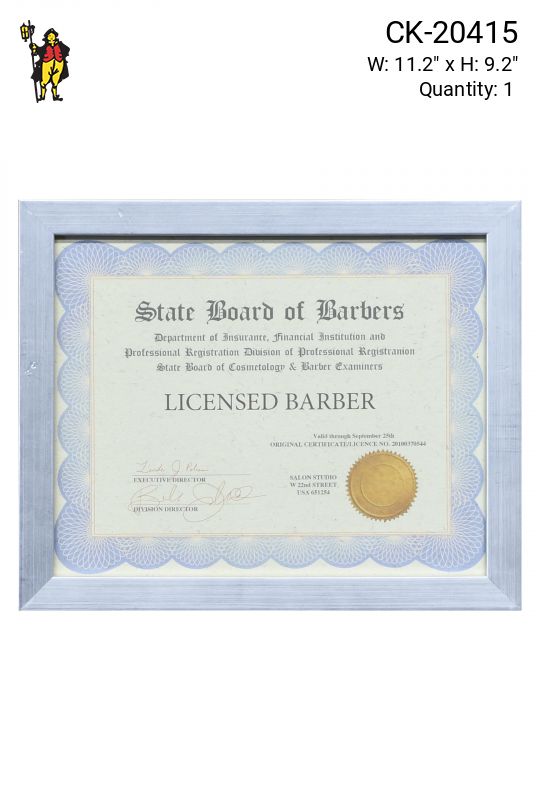 Framed Barber Licence III