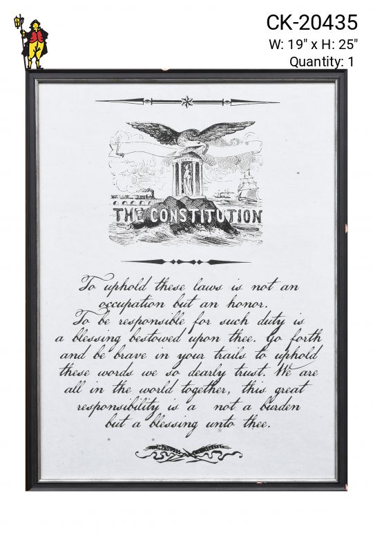 Framed Neoclassical Constitution Script