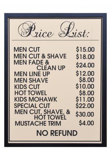 Framed Barbershop Price List