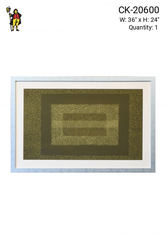 Framed Green Abstract Art Layering