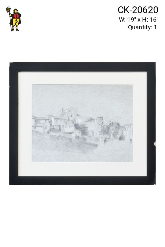 Framed Landscape Pencil Drawing