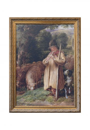 Framed Rural Shepherd Painting