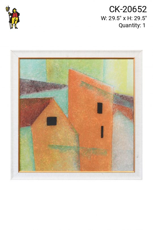 Framed Cubist Pastel Painting