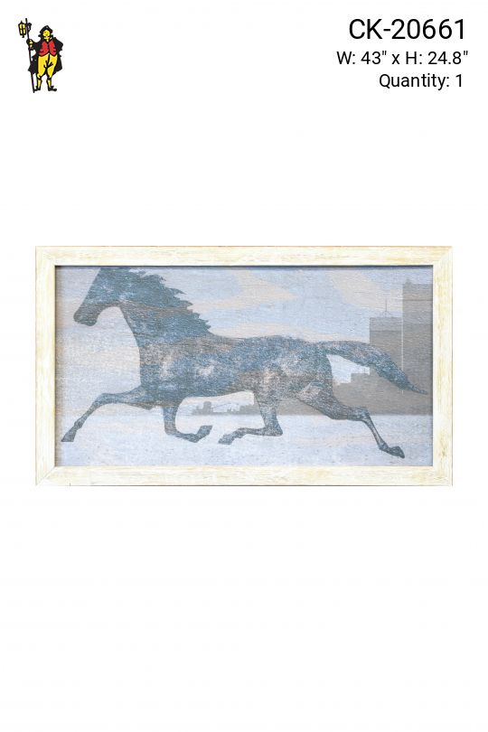 Framed Mixed Media Galloping Horse Print