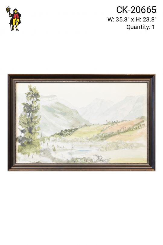 Framed Soft Landscape Watercolor Painting