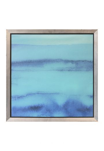 Framed Abstract Minimalist Blue Gradient Painting