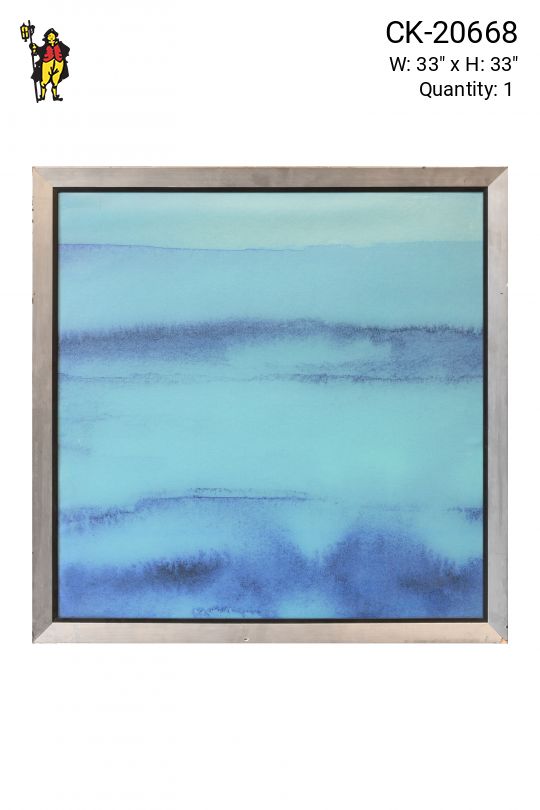Framed Abstract Minimalist Blue Gradient Painting